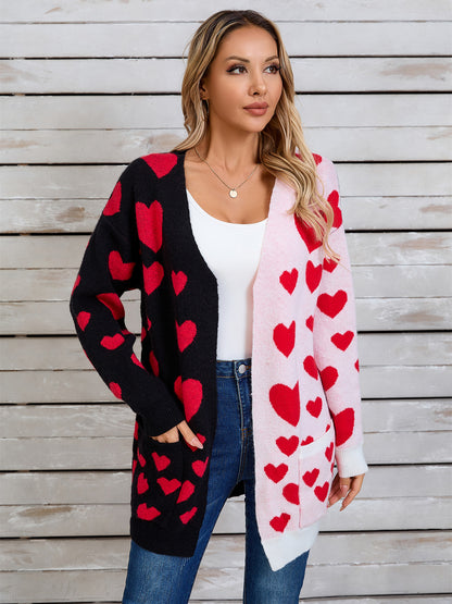 Angel Wings Heart Open Front Long Sleeve Cardigan-Angel Casuals