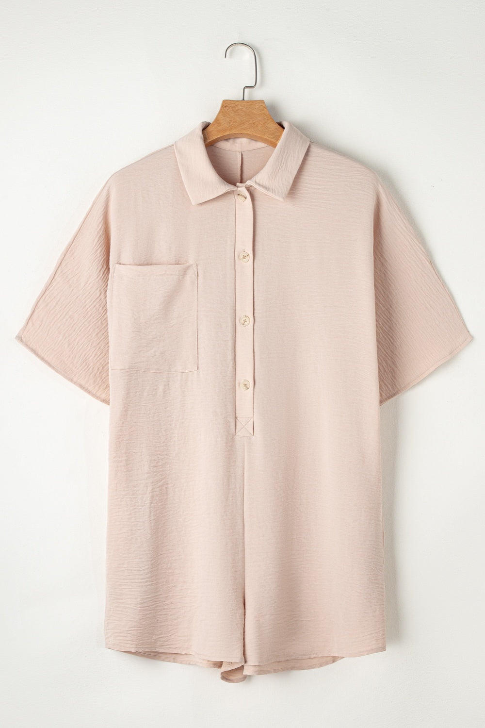 Half Button Short Sleeve Romper-Angel Casuals