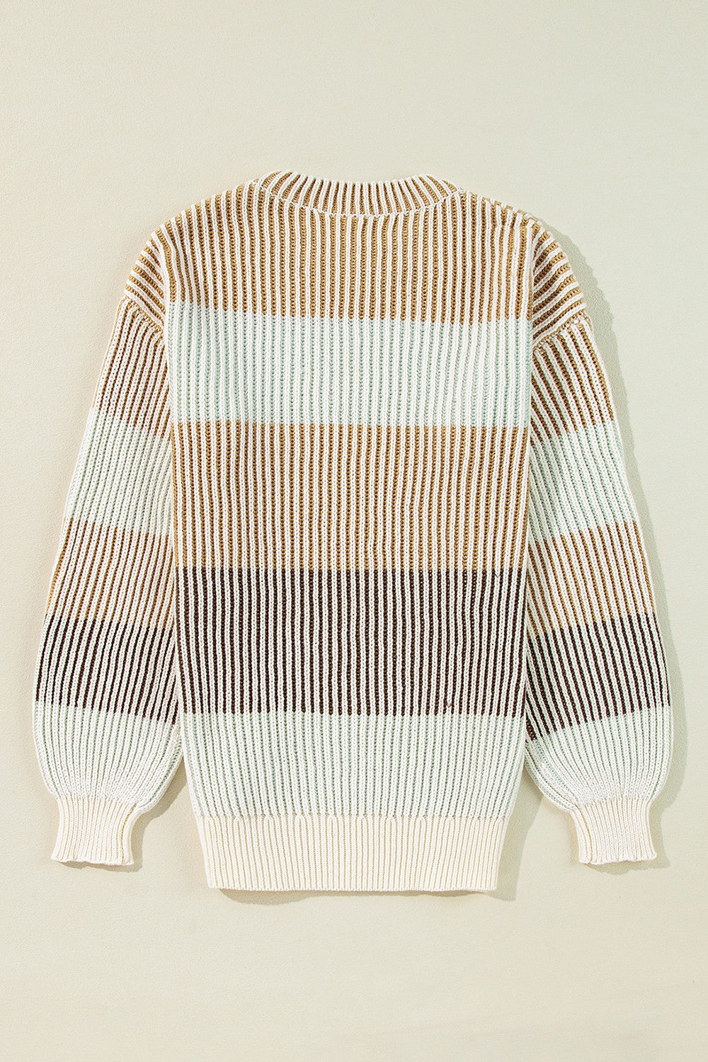 Striped Color Block Round Neck Long Sleeve Sweater-Angel Casuals