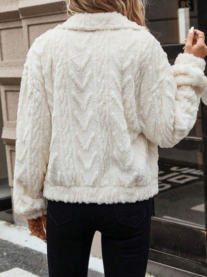 Button Up Long Sleeve Fuzzy Outerwear-Angel Casuals