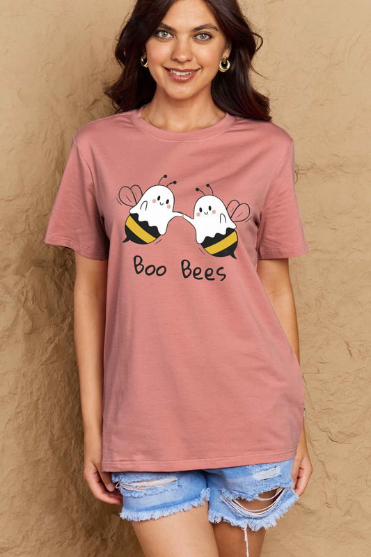 Simply Love Full Size BOO BEES Graphic Cotton T-Shirt-Angel Casuals