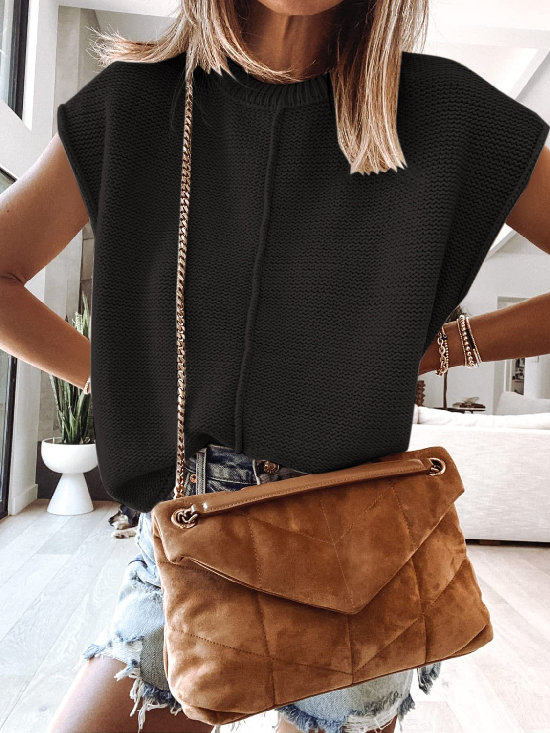 Cap Sleeve Sweater Vest-Angel Casuals