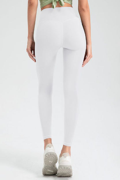 Wide Waistband High Waist Sport Leggings-Angel Casuals