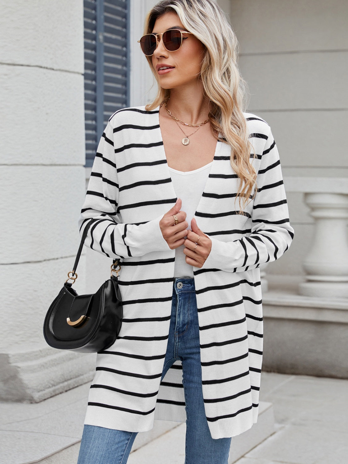 Open Front Long Sleeve Cardigan-Angel Casuals