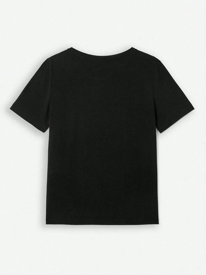 HAPPY EASTER Graphic Round Neck T-Shirt-Angel Casuals