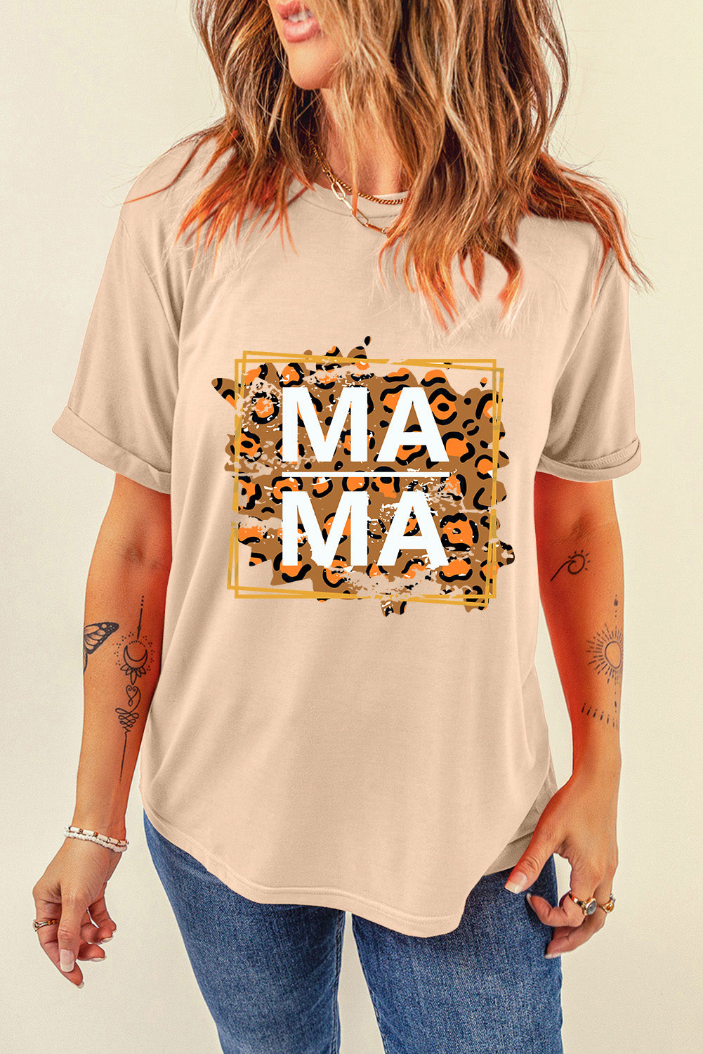 MAMA Round Neck Short Sleeve T-Shirt-Angel Casuals