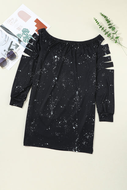 Splatter Cutout Off-Shoulder Mini Dress-Angel Casuals