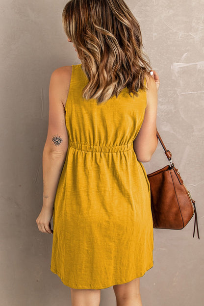 Sleeveless Button Down Mini Magic Dress-Angel Casuals