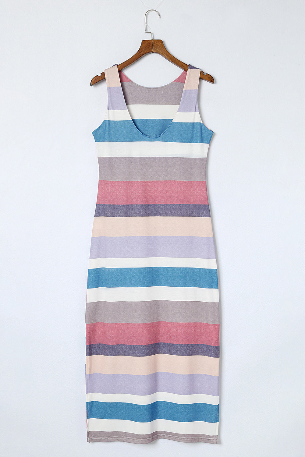 Striped Slit Sleeveless Maxi Dress-Angel Casuals