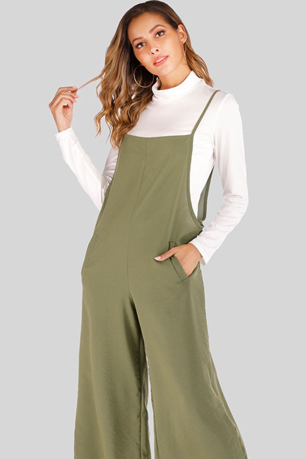 Full Size Cropped Wide Leg Overalls with Pockets-Angel Casuals