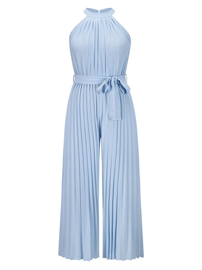 Cutout Tied Pleated Sleeveless Jumpsuit-Angel Casuals