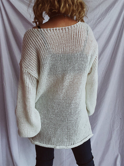 Boat Neck Dropped Shoulder Sweater-Angel Casuals