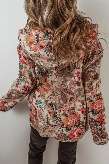 Printed Long Sleeve Hooded Jacket-Angel Casuals