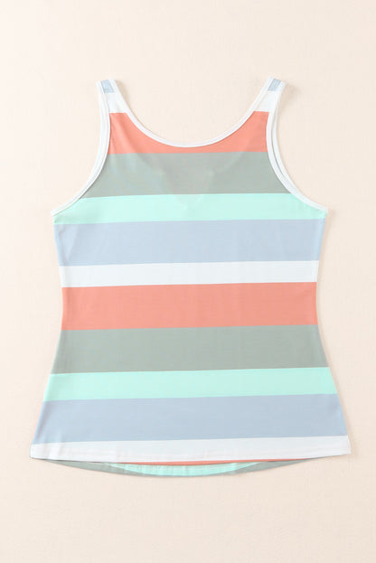 Striped Notched Neck Tank-Angel Casuals