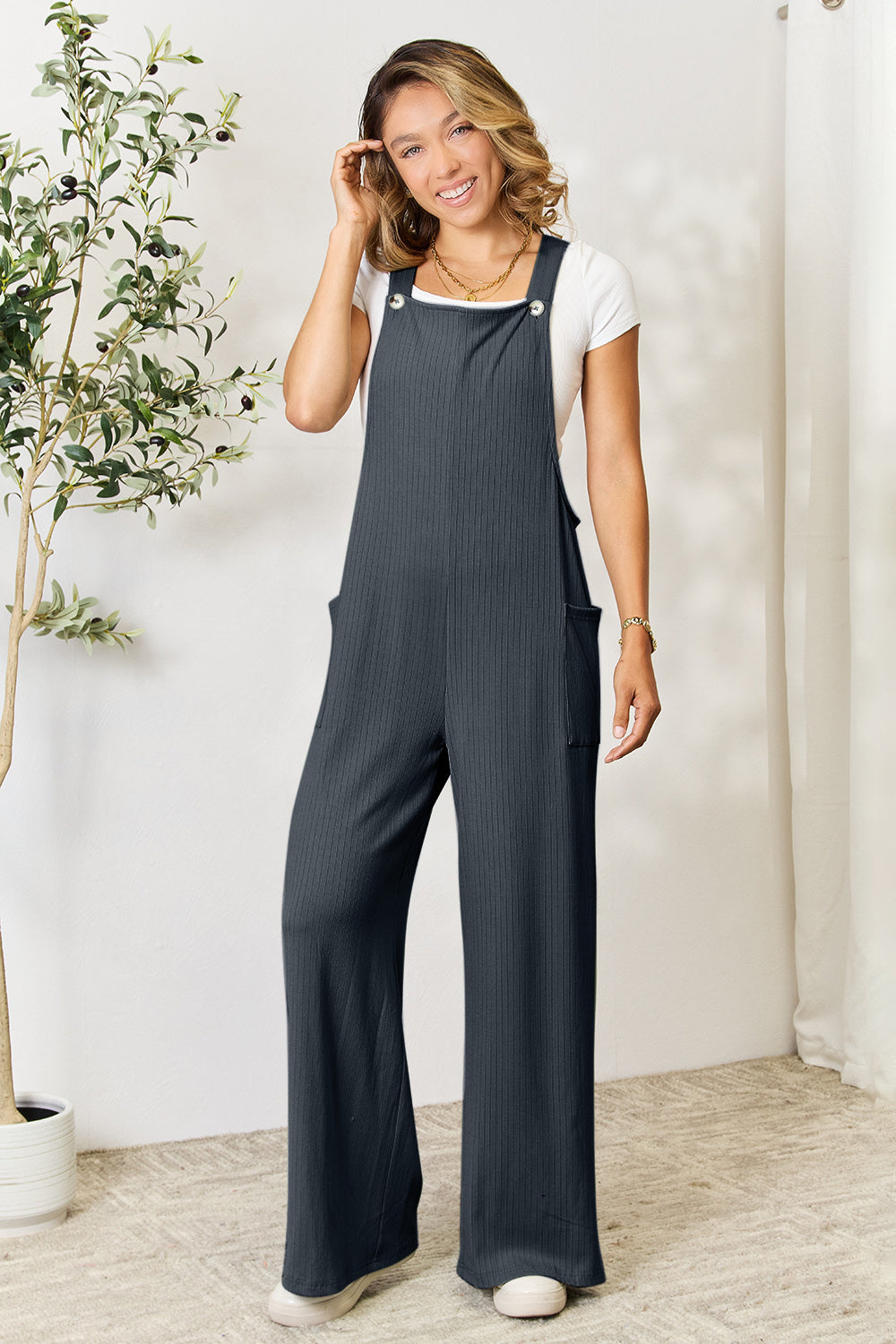 Double Take Full Size Wide Strap Overall with Pockets-Angel Casuals