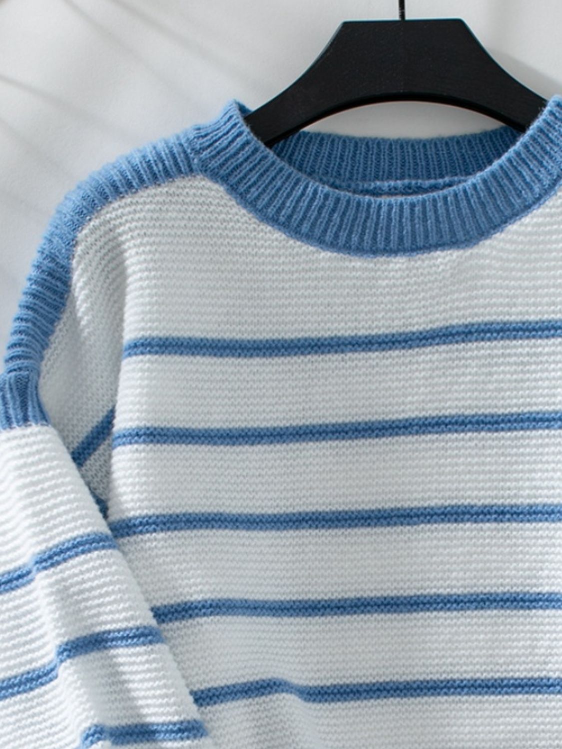 Striped Round Neck Long Sleeve Sweater-Angel Casuals