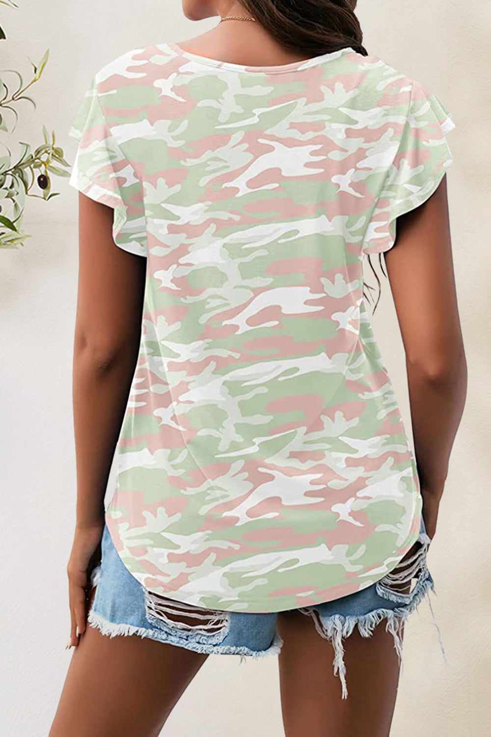 Printed Round Neck Short Sleeve T-Shirt-Angel Casuals