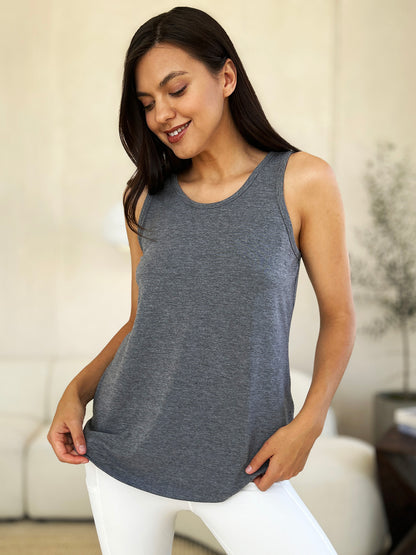 Basic Bae Full Size Round Neck Curved Hem Tank-Angel Casuals