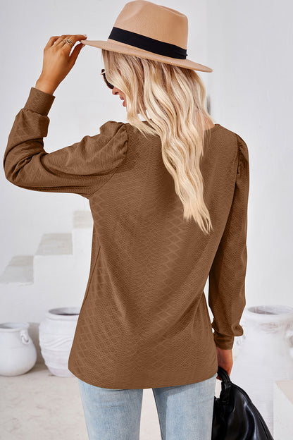 Square Neck Puff Sleeve T-Shirt-Angel Casuals