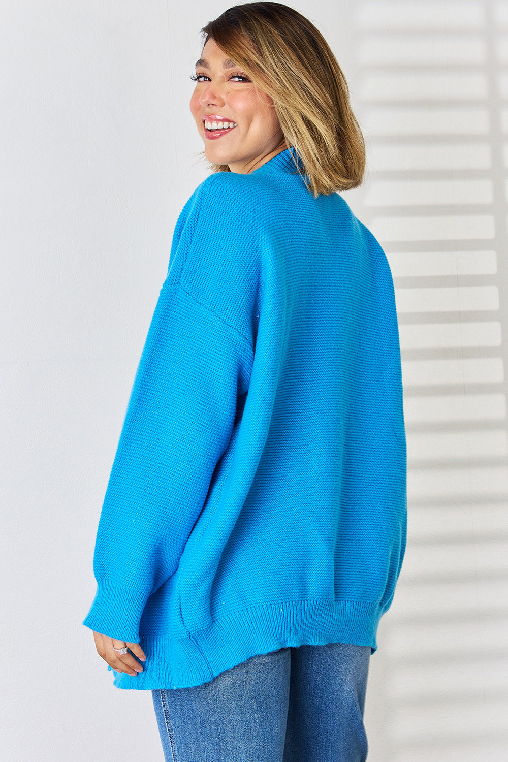 Open Front Dropped Shoulder Cardigan-Angel Casuals
