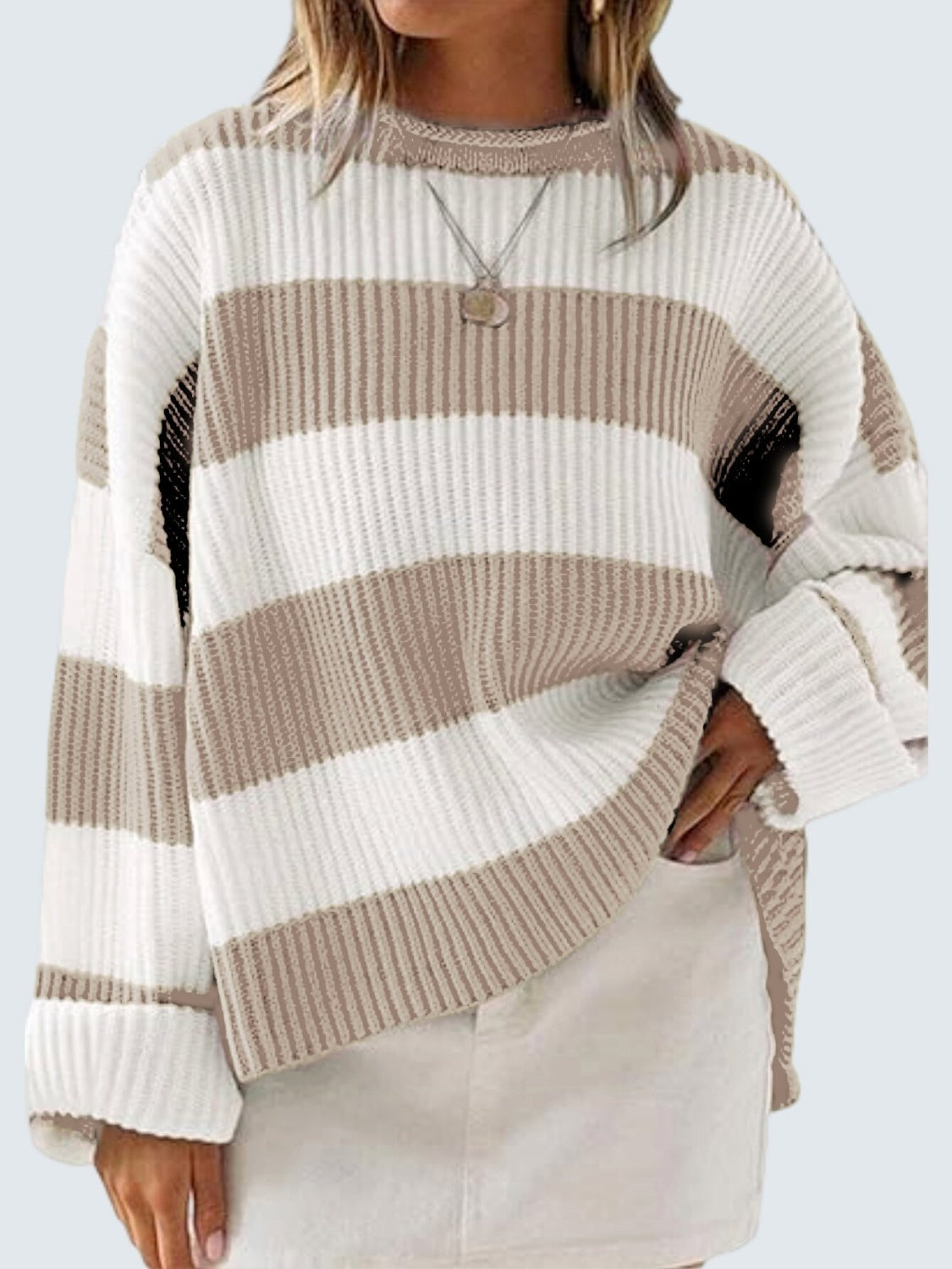 Round Neck Long Sleeve Sweater-Angel Casuals