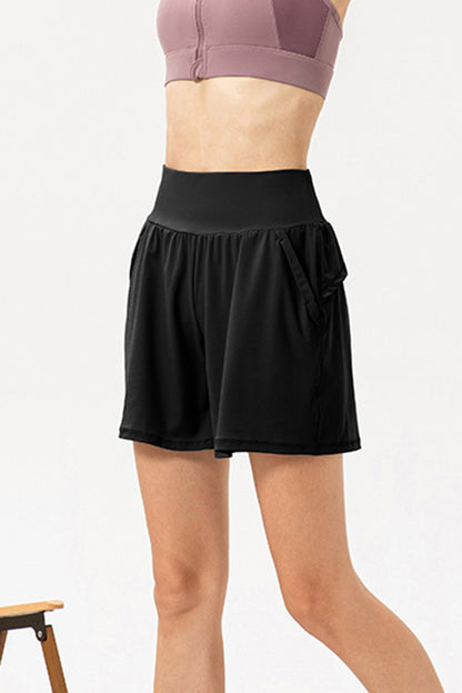 Pocketed Elastic Waist Active Shorts-Angel Casuals