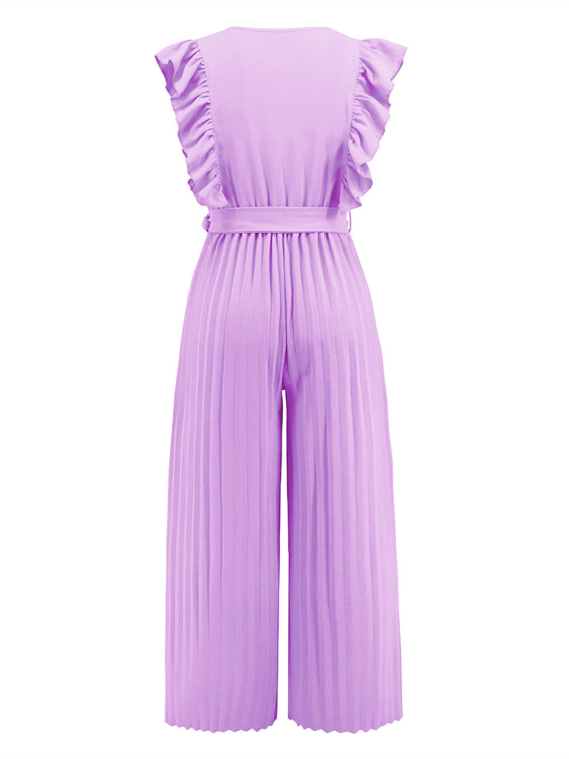 Ruffled Surplice Cap Sleeve Jumpsuit-Angel Casuals