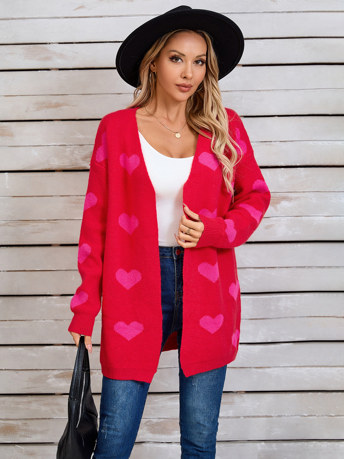 Angel Wings Heart Open Front Long Sleeve Cardigan-Angel Casuals