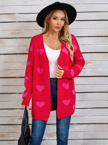 Angel Wings Heart Open Front Long Sleeve Cardigan-Angel Casuals