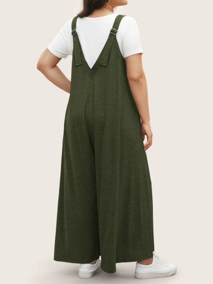 Full Size Pocketed Wide Leg Overalls-Angel Casuals