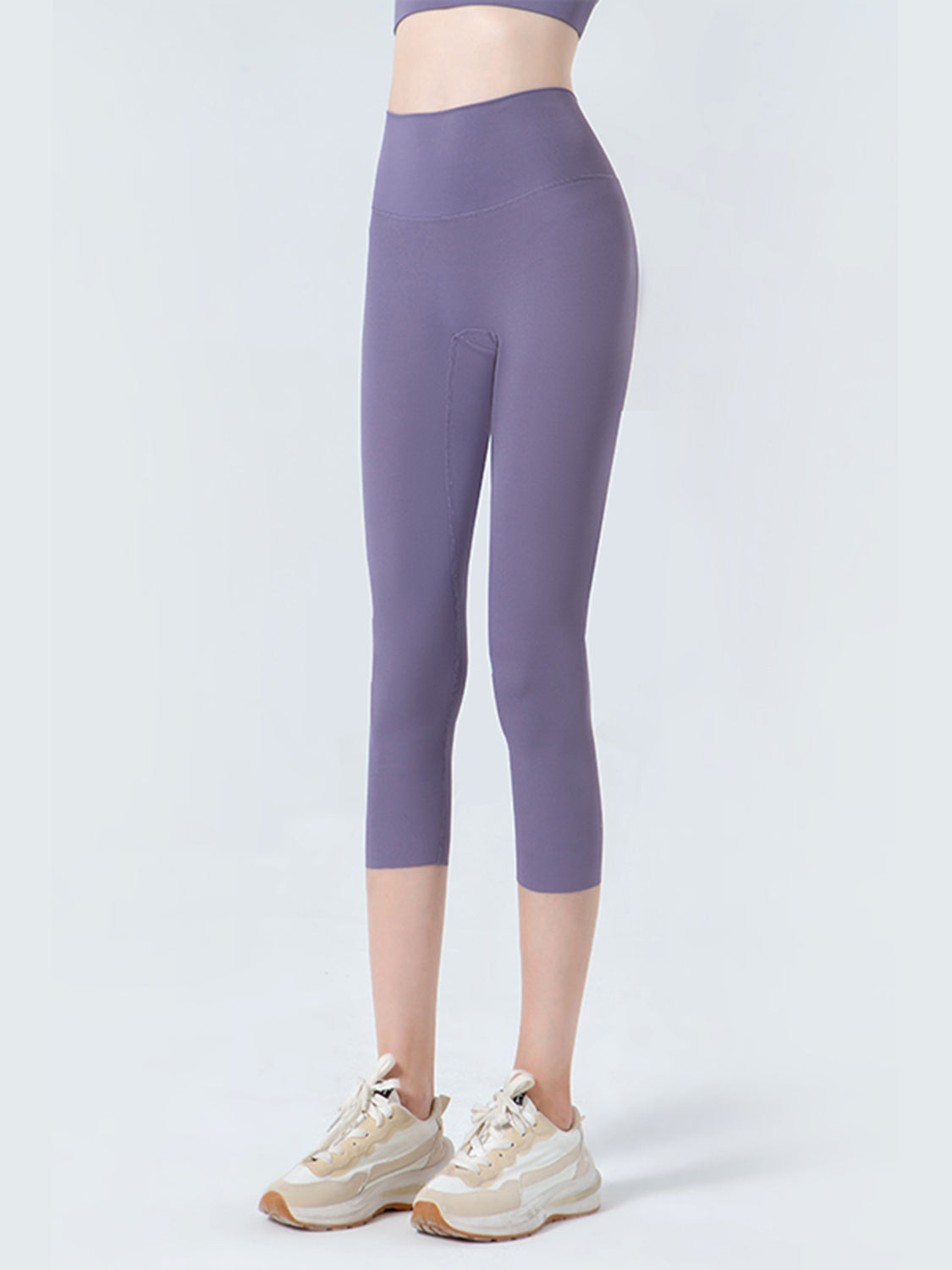 Wide Waistband Cropped Sports Leggings-Angel Casuals