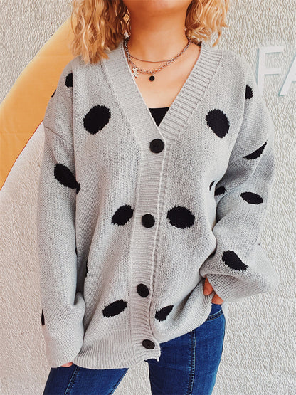 Polka Dot Button Up Cardigan-Angel Casuals