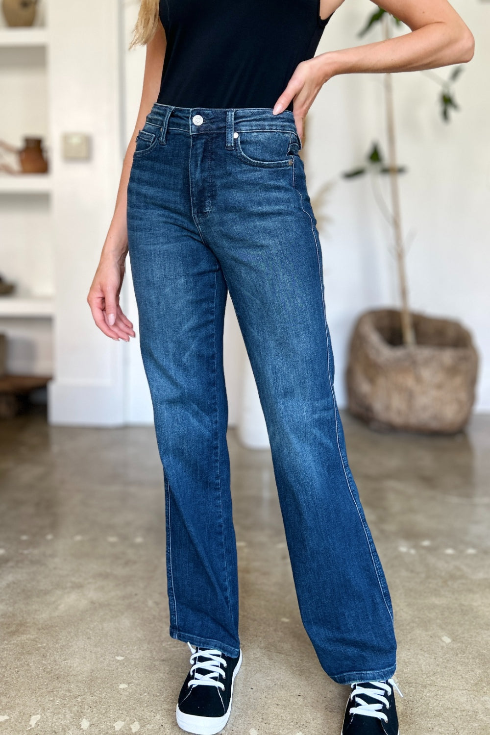 Judy Blue Full Size Tummy Control Straight Jeans-Angel Casuals