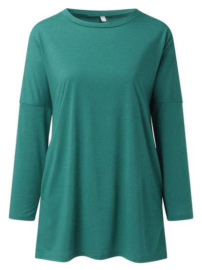 Full Size Round Neck Long Sleeve T-Shirt-Angel Casuals