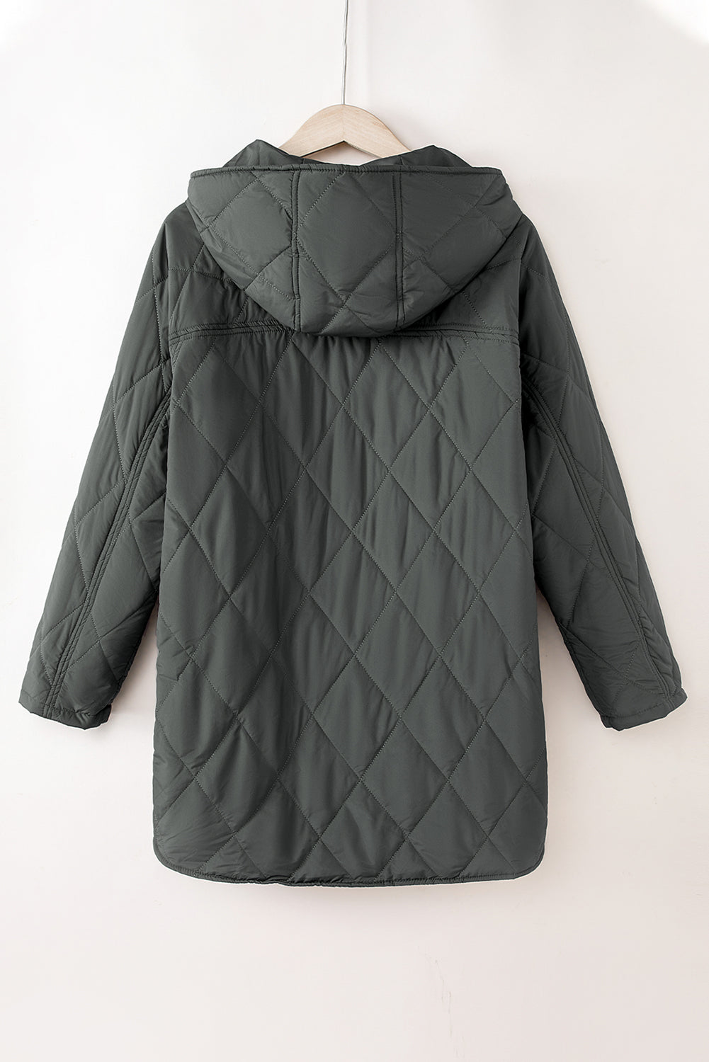 Snap Down Long Sleeve Quilted Winter Coat-Angel Casuals