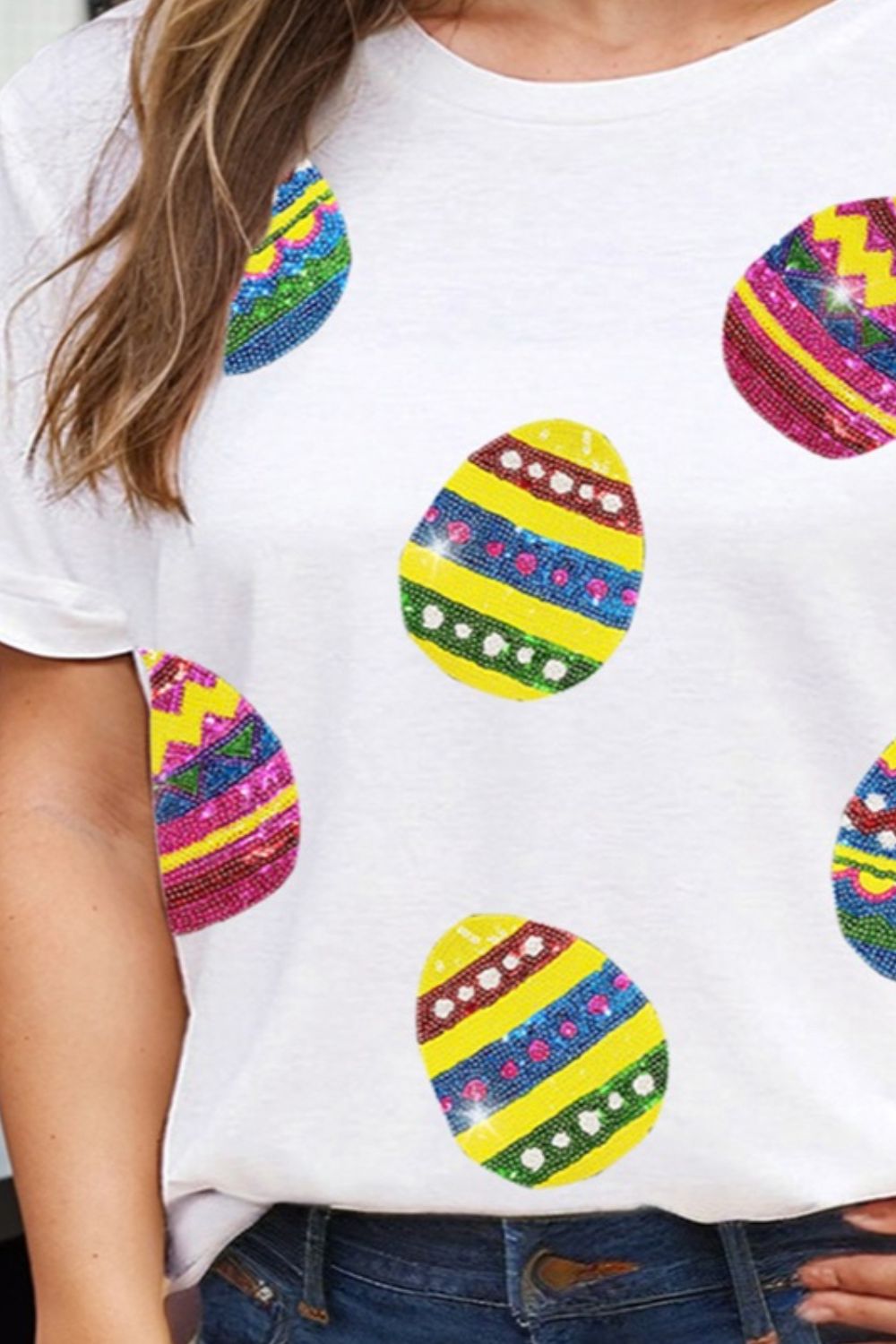 Plus Size Easter Round Neck Short Sleeve T-Shirt-Angel Casuals