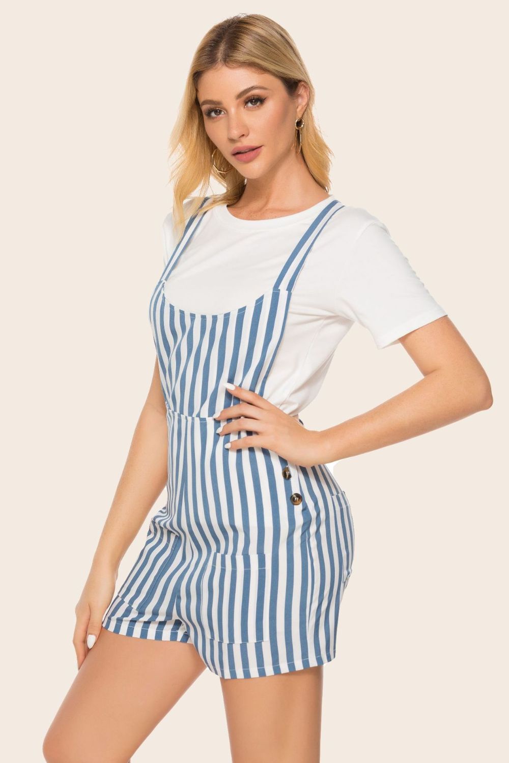 Striped Scoop Neck Romper-Angel Casuals