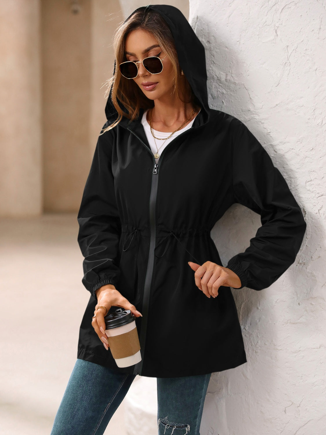Ivy Lane Outdoor Waterproof Long Sleeve Hooded Windbreaker-Angel Casuals